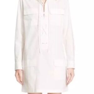 Lace-up white long sleeve versatile cotton shirt dress by Equipment Size S, EUC